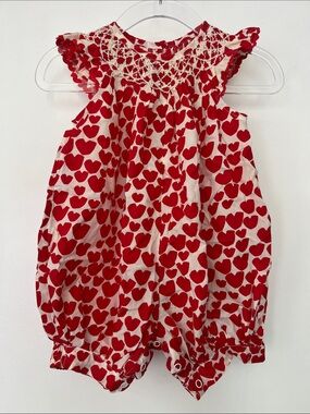 Stella McCartney Red and White Heart-Print Tank Romper